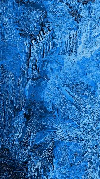 Fantazyjne Kryształy Lodu Ciemnoniebieski Zimowy Telefon Komórkowy Tapety Rysunek Mrozu — Zdjęcie stockowe