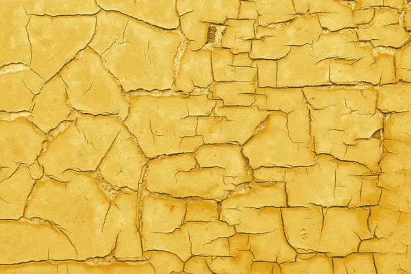 Gebarsten Verfoppervlak Geel Getinte Abstracte Achtergrond Achtergrond Vlokken Van Oude — Stockfoto