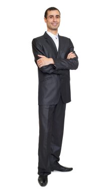 Beyaz takım elbiseli adam portresi