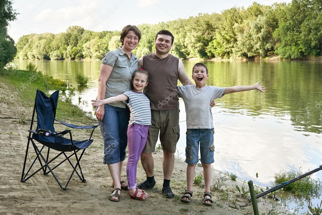 People Camping And Fishing Family Active In Nature Fish Caught On Bait River And Forest Summer Season Stock Photo Image By C Soleg 122294986