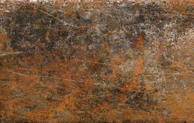 Arka plan veya doku için eski paslı demir, eski tarz, çizilmiş ve yıpranmış, metin için boş boşluk
