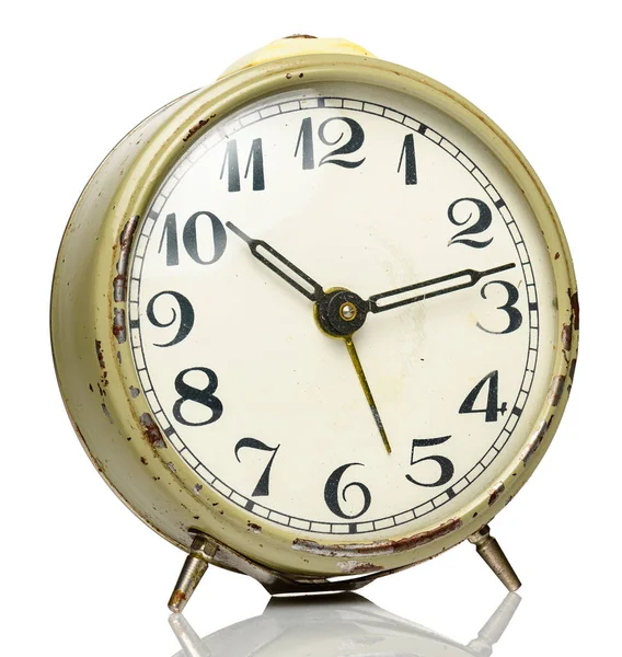 Old Retro Alarm Clock Photo One Object White Background — Stock Photo, Image