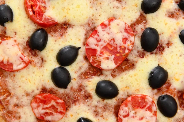 Pizza Caseira Comida Vegetariana Legumes Assados Queijo Tomates Azeitonas Comida — Fotografia de Stock