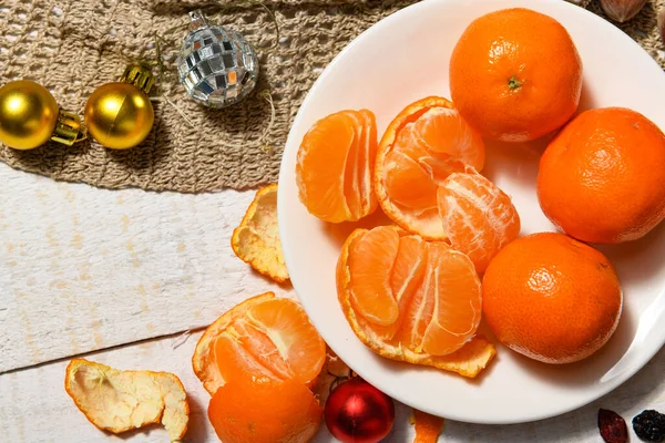 Fondo Alimentos Dulces Para Navidad Decoración Navideña Caramelos Chocolate Mandarinas — Foto de Stock