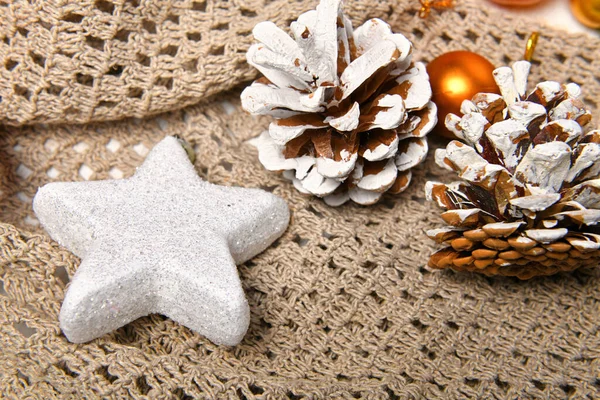 Λευκό Αστέρι Μάλλινο Ύφασμα Φόντο Για Χριστούγεννα Διακόσμηση Διακοπών — Φωτογραφία Αρχείου