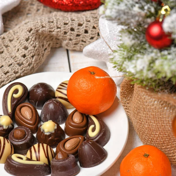 Fondo Vista Superior Alimentos Dulces Para Feliz Navidad Decoración Vacaciones —  Fotos de Stock