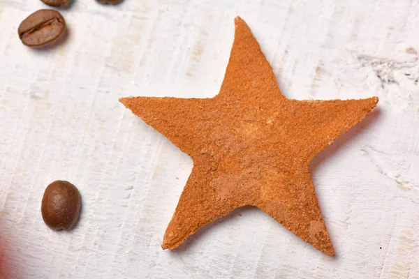 Süßspeise Draufsicht Hintergrund Für Frohe Weihnachten Oder Neujahr Feiertagsdekoration Kaffeebohnen — Stockfoto