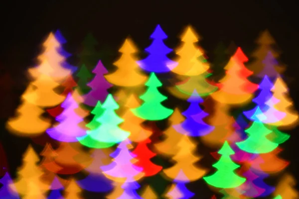 Kleurrijke Dennenbomen Verlichting Voor Vakantie Abstracte Boke Achtergrond — Stockfoto