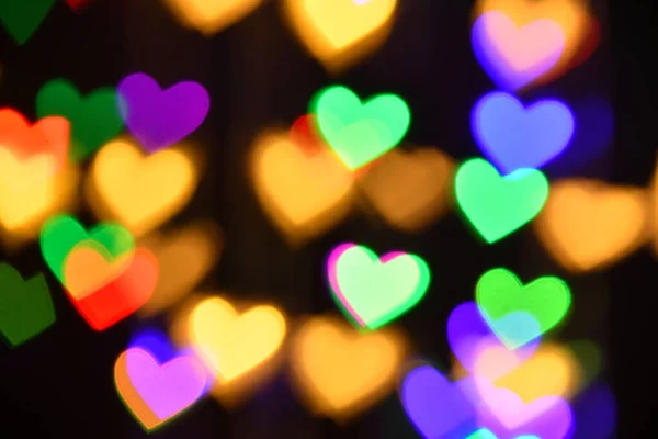 Colorful Hearts Illumination Holiday Abstract Boke Background — Stock Photo, Image