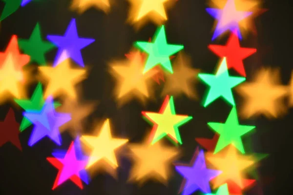 Iluminación Estrellas Coloridas Para Vacaciones Fondo Boke Abstracto —  Fotos de Stock