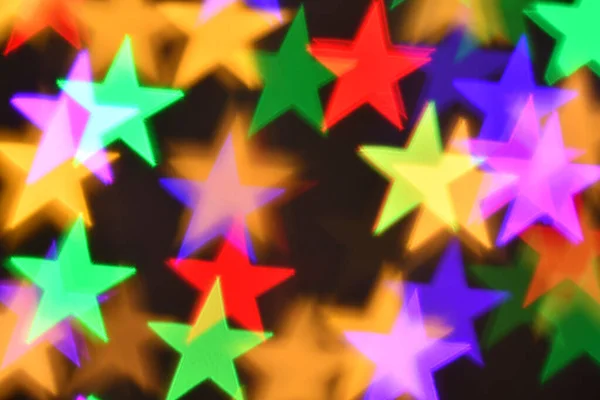 Illumination Étoiles Colorées Pour Vacances Fond Boke Abstrait — Photo