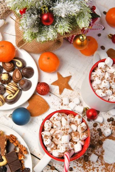Sweet Food Top View Background Merry Christmas New Year Holiday — Stock Photo, Image