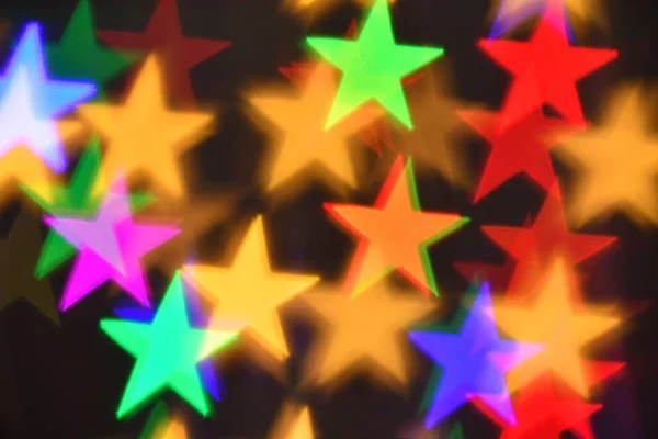 Iluminación Estrellas Coloridas Para Vacaciones Fondo Boke Abstracto — Foto de Stock