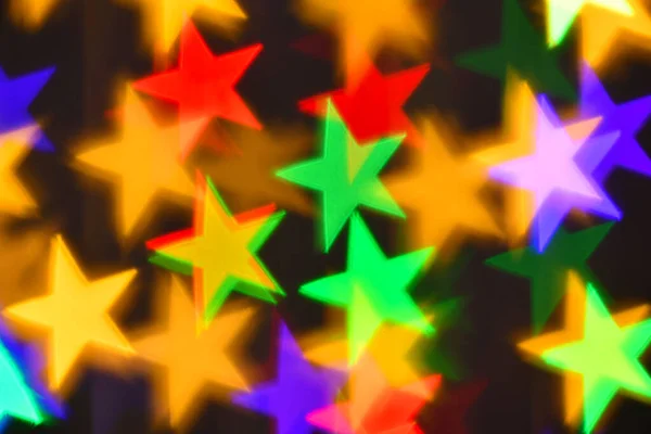 Iluminación Estrellas Coloridas Para Vacaciones Fondo Boke Abstracto — Foto de Stock