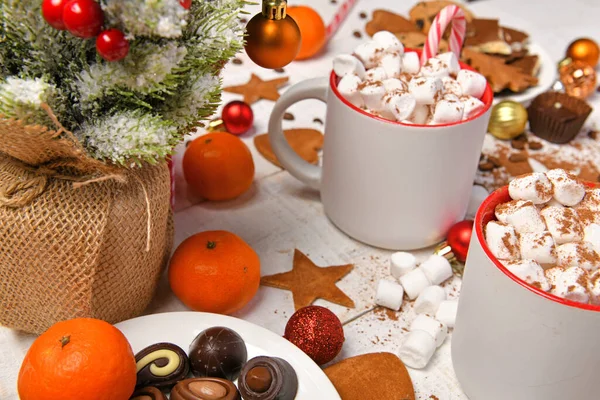 Aliments Sucrés Vue Dessus Fond Pour Noël Joyeux Décoration Vacances — Photo