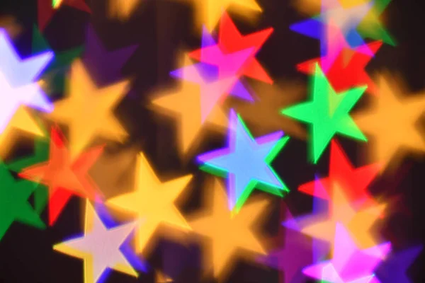 Iluminación Estrellas Coloridas Para Vacaciones Fondo Boke Abstracto —  Fotos de Stock