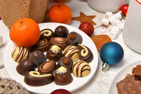 Fondo Vista Superior Alimentos Dulces Para Feliz Navidad Decoración Vacaciones —  Fotos de Stock