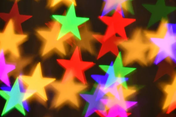 Colorful Stars Illumination Holiday Abstract Boke Background — Stock Photo, Image