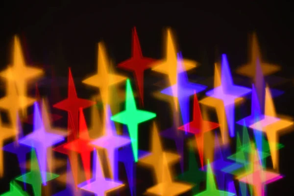 Colorful Stars Illumination Holiday Abstract Boke Background — Stock Photo, Image