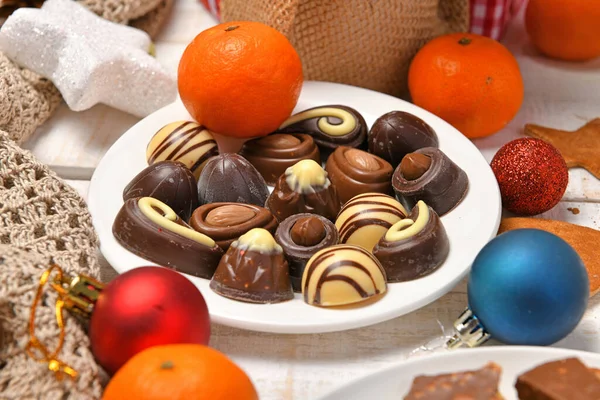 Fondo Vista Superior Alimentos Dulces Para Feliz Navidad Decoración Vacaciones —  Fotos de Stock