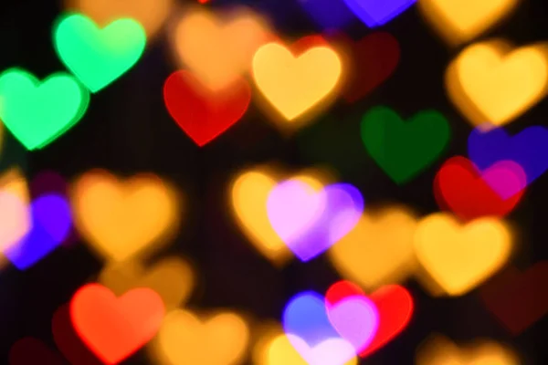 Colorful Hearts Illumination Holiday Abstract Boke Background — Stock Photo, Image