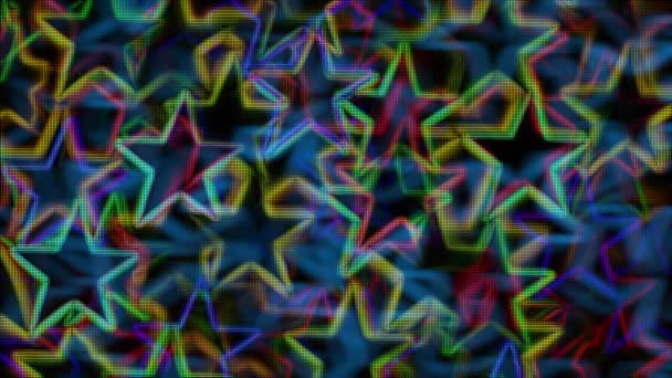 Fundo Abstrato Estrelas Coloridas Iluminação Estilo Mosaico Design Pixel — Vídeo de Stock