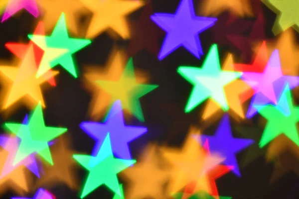 Iluminación Estrellas Coloridas Para Vacaciones Fondo Boke Abstracto — Foto de Stock