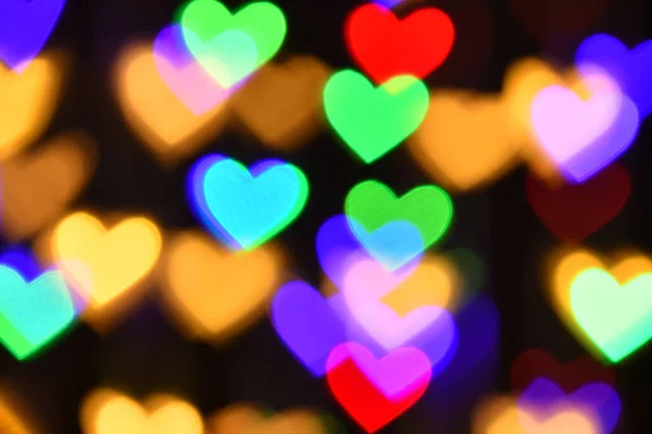 Colorful Hearts Illumination Holiday Abstract Boke Background — Stock Photo, Image