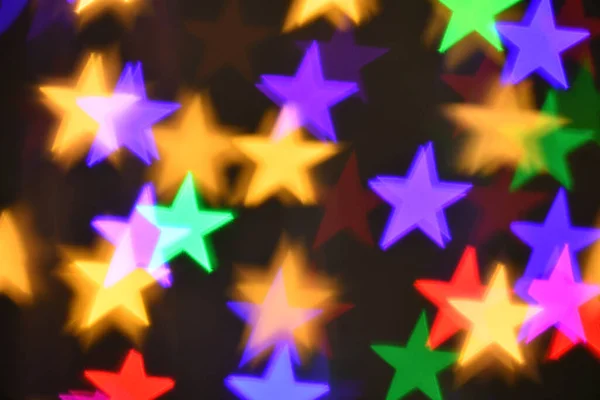 Iluminación Estrellas Coloridas Para Vacaciones Fondo Boke Abstracto —  Fotos de Stock