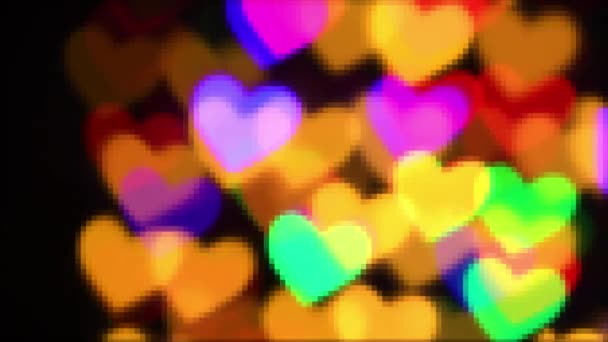 Colorful Hearts Illumination Holiday Abstract Boke Background — Stock Video