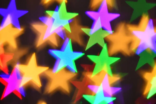 Colorful Stars Illumination Holiday Abstract Boke Background — Stock Photo, Image