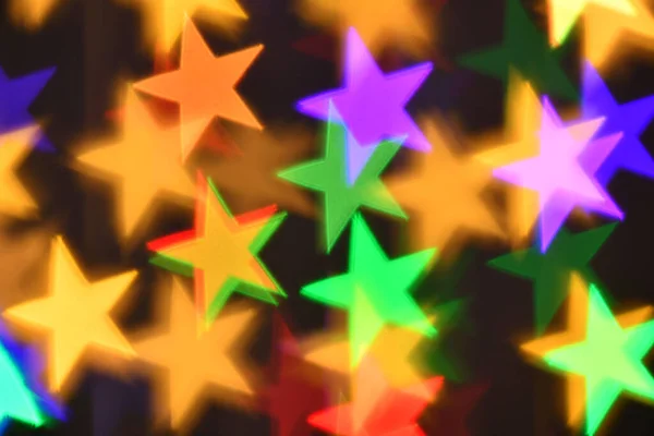 Iluminación Estrellas Coloridas Para Vacaciones Fondo Boke Abstracto — Foto de Stock