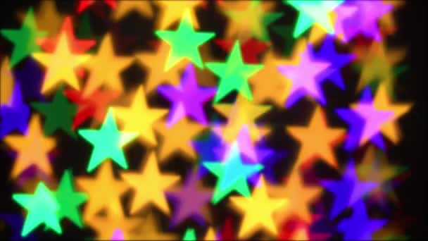Colorful Stars Illumination Holiday Abstract Boke Background — Stock Video