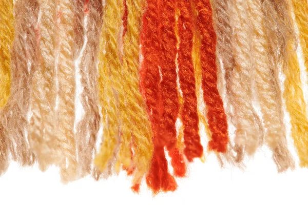 Fringed Edge Small Handmade Rug Mat Woven Red Yellow Wool — Foto de Stock