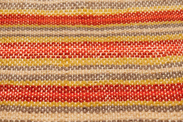 Pequeno Tapete Tapete Artesanal Tecido Partir Fios Vermelha Amarela Objeto — Fotografia de Stock