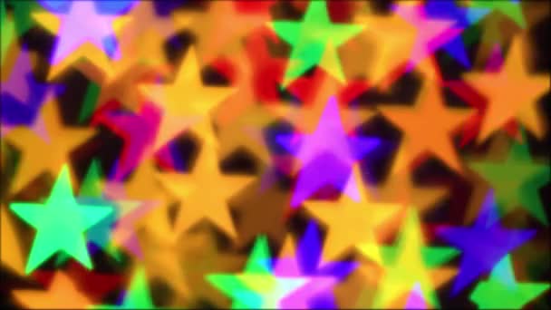 休日や抽象的な本の背景のためのカラフルな星の照明 — ストック動画