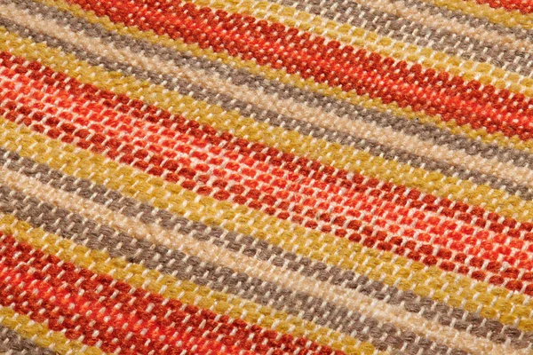 Small Handmade Rug Mat Woven Red Yellow Wool Threads One — Stock Photo, Image