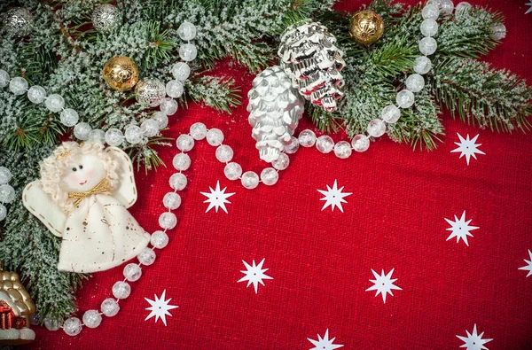 Fondo de Navidad con decoraciones y juguetes — Foto de Stock