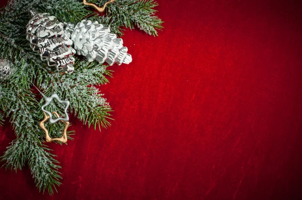 Kerstmis Achtergrond Met Decoraties Speelgoed — Stockfoto