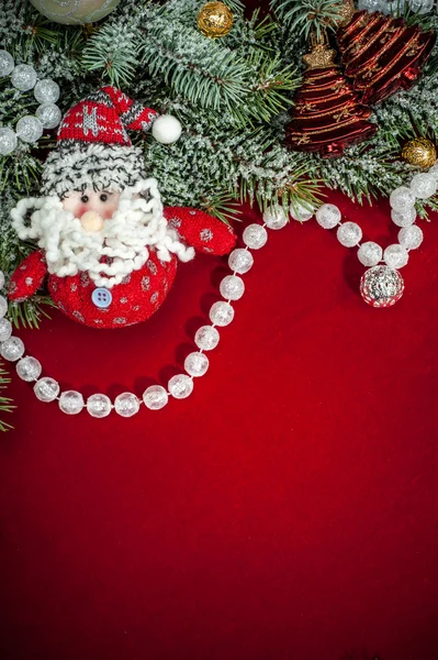 Vánoční pozadí s dekoracemi a hračky — Stock fotografie