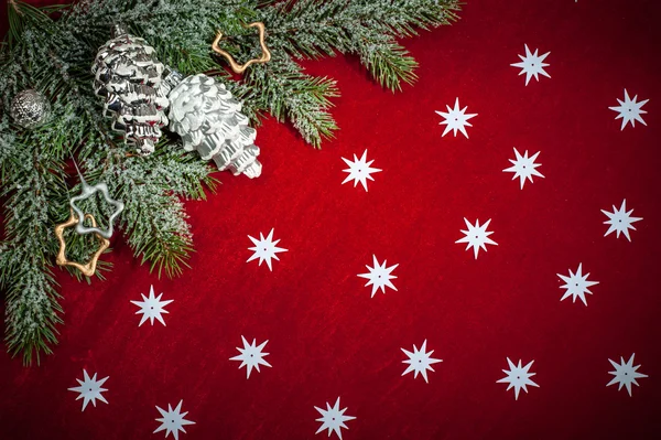 Sfondo di Natale con decorazioni e giocattoli — Foto Stock