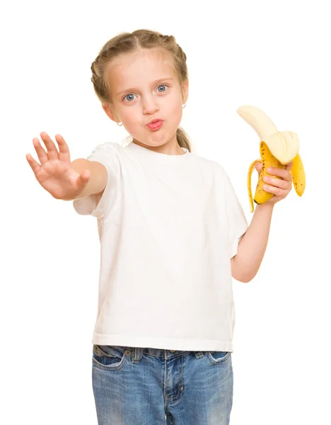 Bambina con banana — Foto Stock