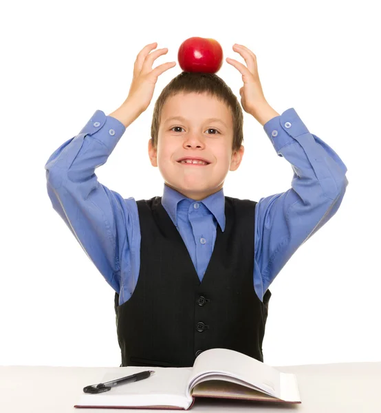 Boy in a business suit with diary — Stock Photo, Image