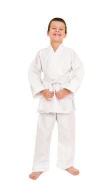çocuk beyaz kimono içinde