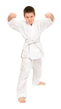 çocuk beyaz kimono içinde