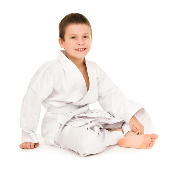 Niño en kimono blanco — Foto de Stock