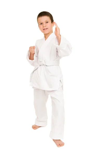 Chłopiec w białe kimono — Zdjęcie stockowe