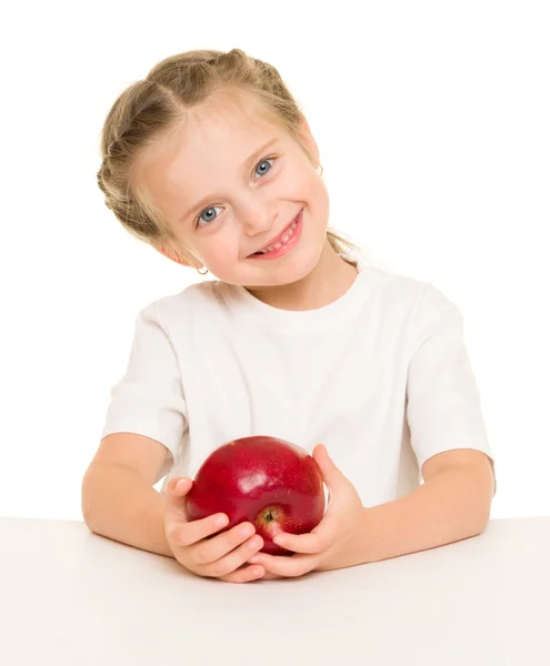 Holčička s apple — Stock fotografie