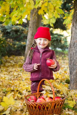 Sonbahar parkında küçük bir kız