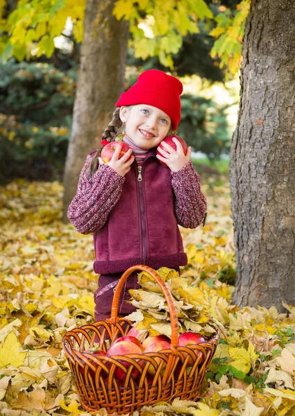 Bambina nel parco autunnale — Foto Stock